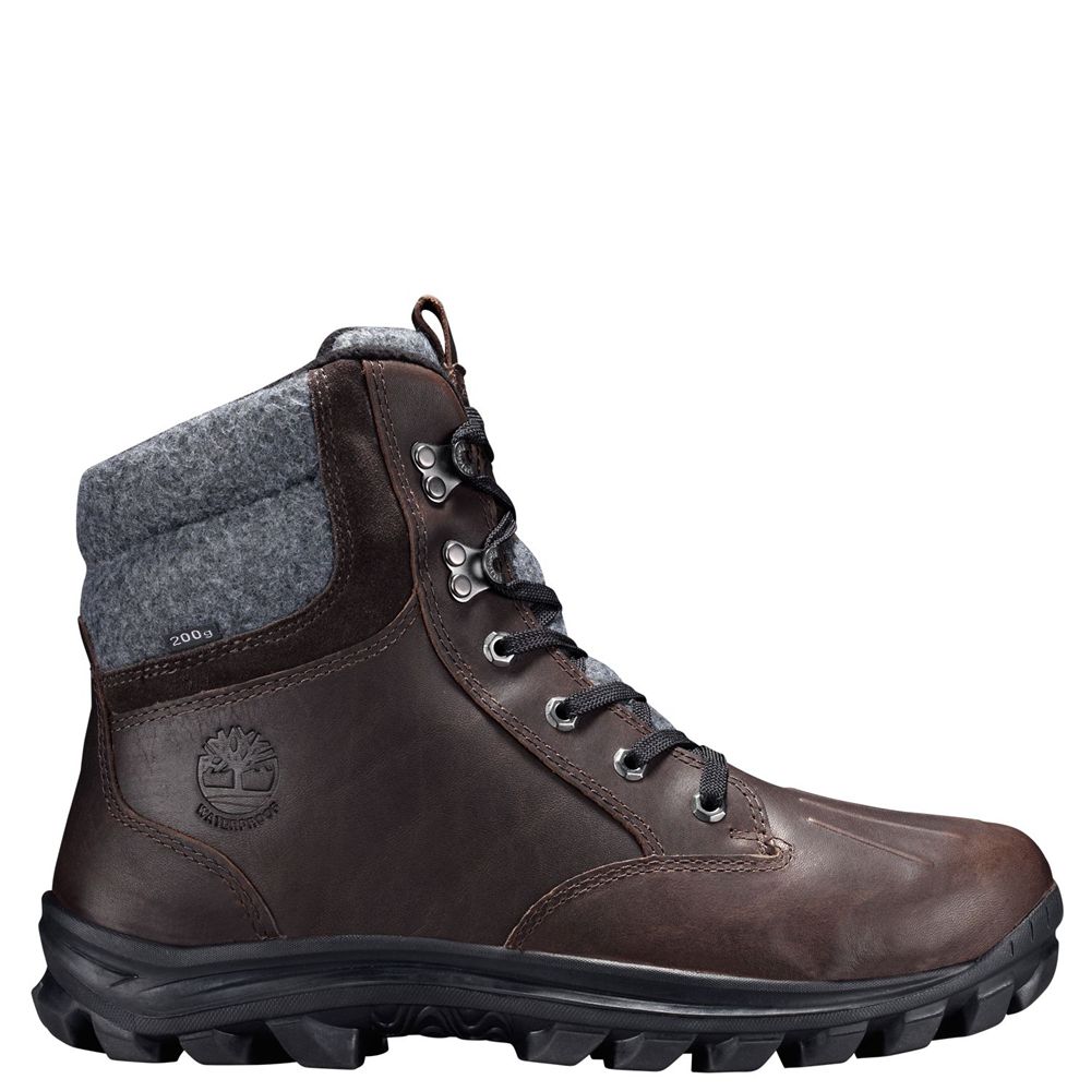 Botas de Nieve Timberland Argentina Hombre - Chillberg Mid Waterproof - Marrones Oscuro - TNGZMF-051